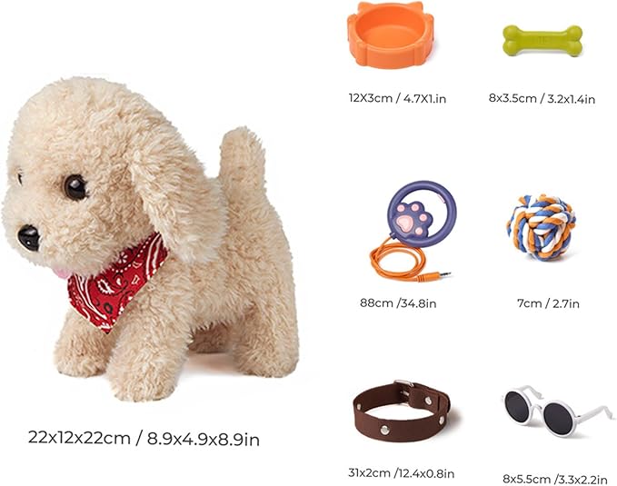 Froplay Robot Dog 2026 Froplay Puppy Interactive Robot Dog Toy with Touch Sensing, Voice Mimic, Lifelike Sounds, Tongue & Licking Actions, Leash Remote, Soft Fur – Battery Powered (Khaki - A)