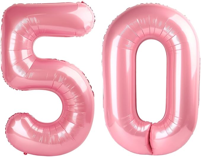 Balloon 50 Number, Foil 40 Inch Pastel Pink 50th Birthday Party Decoration for Men & Women, Big Number Balloons Party Supplies for Engagement Wedding Anniversary