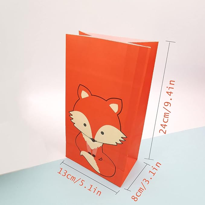 Fox Party Favors 110 PCS Fox Theme Slap Bracelets Sticker Key Chains Badge Temporary Tattoos Gift Bags for Kids Woodland Creatures Fox Birthday Party Baby Shower Jungle Safari Party Supplies