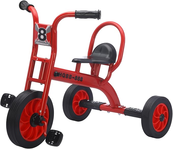 Kids Tricycle for Age 2-6, Big Wheel Kids Trike Bike, Preschool Daycare Outdoor Tricycle with Airless Rubber Tires and Non-Slip Pedals, Gift for Boys and Girls