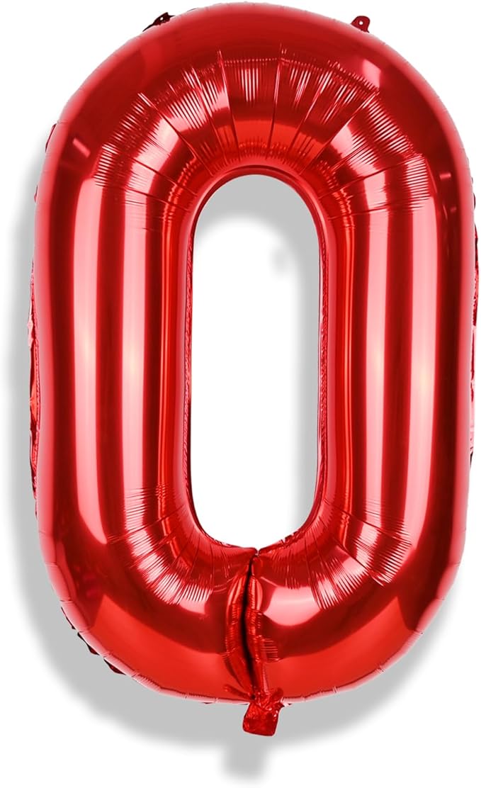 Red Large Number Balloons, 40 Inch Foil 0-9 Set Number Balloon for Girls Boys Age Birthday Party, Self Inflating Number Balloons Baby Shower Anniversary Christmas Party Decoration Women Men Supplies