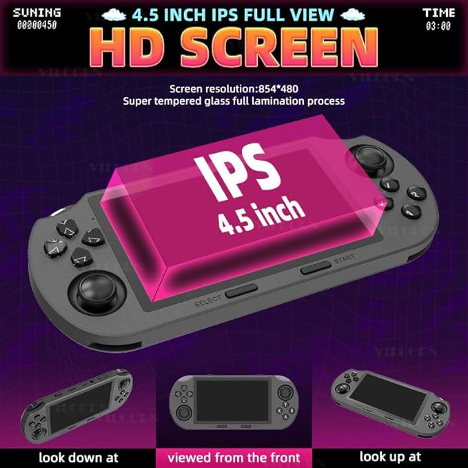 SF3000 Retro Handheld Game Console 4.5inch IPS Screen 854*480 Portable Video Game Console Linux System 128G Support Emergency Charging&E-Book Readers (only Console)