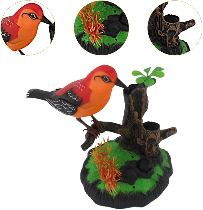Electronic Bird Toy Realistic Kids Birthday Gifts,Voice Controlled Electric Animal Pets Simulation for Room Office Decoration