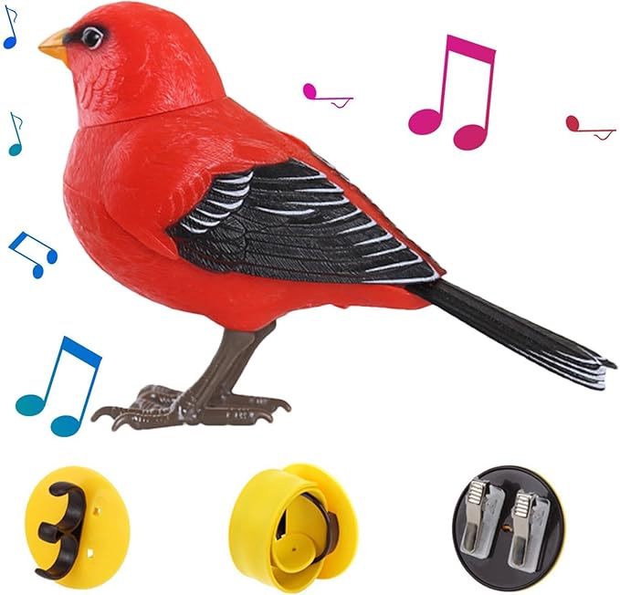 Robot Bird - Electric Singing and Chirping Toy, Simulates Realistic Bird Sounds, Battery Operated for Home Decoration, Light & Voice Control