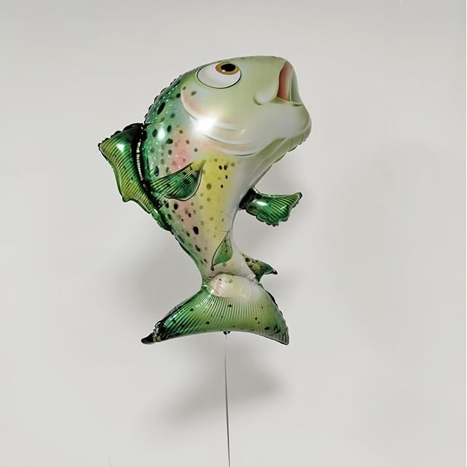 Realistic Fish Foil Balloons 4 Pack for Fishing Party Decorations - Gone Fishing Themed Birthday Supplies, Ocean Under the Sea Party Balloons, O-fish-ally One Decor (Tuna & Classic)