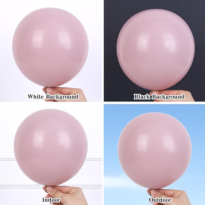 RUBFAC Dusty Pink Balloons 129pcs Different Sizes Pack of 18 12 10 5 Inch, Latex Boho Blush Pink Balloon Garland Arch Kit for Baby Shower Engagement Bachelorette Wedding Birthday Party Decorations