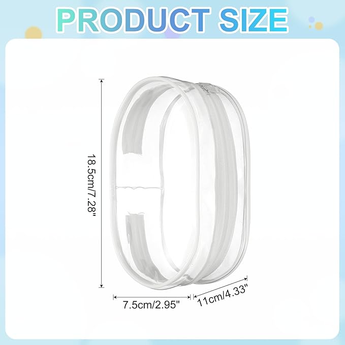 uxcell Figure Display Bag, 3 x 4.3 x 7.3 Inch PVC Oval Portable Dolls Pouch Carrying Case Storage Bag Keychain Charm for Showing Off Boxes Dolls, Milky White