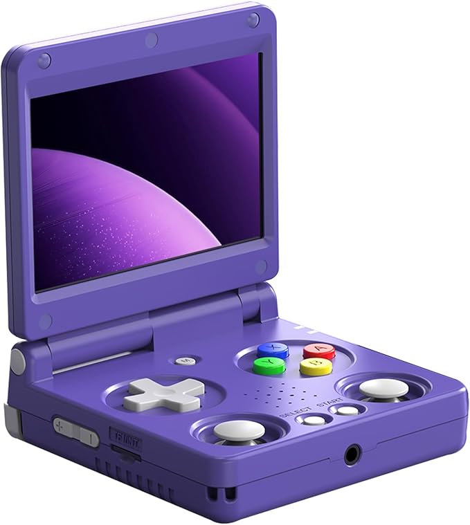 Doriteney Flip Retro Handeld Video Game Console 3.4" IPS Screen 64GB TF Card Preload Electronic Games, Support WiFi Bluetooth HD Indigo Flip