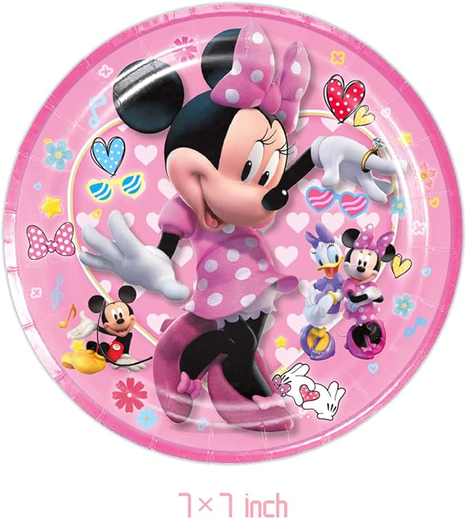 40pcs Minni-e Party Supplies include 20 plates, 20 napkins for the birthday party decoration