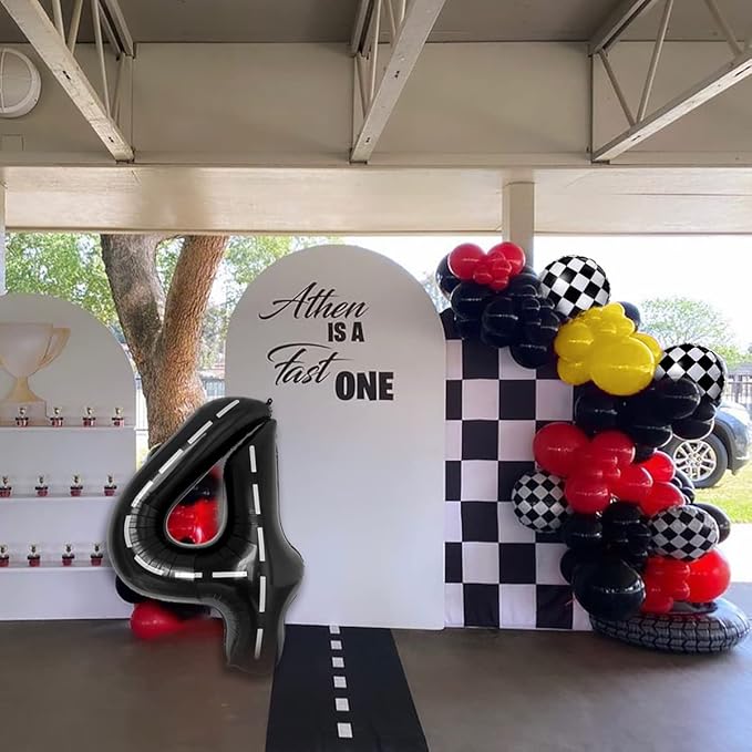 134pcs Balloons Race Car Birthday Party Supplies Decorations for Boys - Racing car Theme Party Supplies Happy Birthday Racecar Number Balloons Garland Kit Vroom Birthday Party Decorations