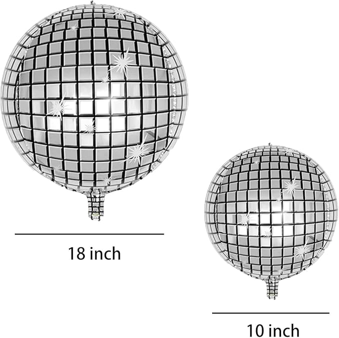 10 PCS Silver Disco Balloon 4D Round Balloon 70s 80s 90s Theme Disco Balloon Decorations Bachelorette Party Birthday Party Supplies