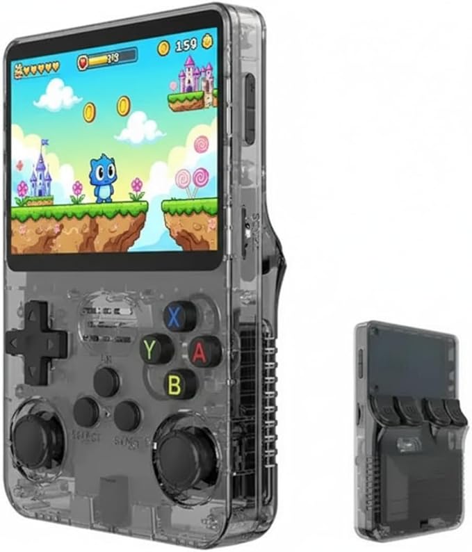 Retro Handheld Game Console R36S with 3.5" IPS Screen, Dual Joysticks, WiFi, 64GB Open-Source Portable Gaming System with 15,000+ Classic Titles for Kids and Adults (Black)