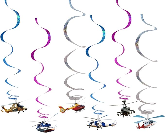 Helicopter Birthday Party Supplies Helicopter Party Decorations Airplane Themed Party Supplies Includes Balloons Birthday Banner, Spirals, Cake Cupcake Toppers for Helicopter Aviator Aviation Party