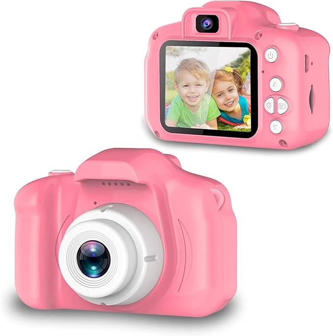 Kids Camera for Boys Girls, Video Recorder, Lightweight and Portable, Easy to Use, Ideal Gift with Cartoon Design and Lanyard, 200mah