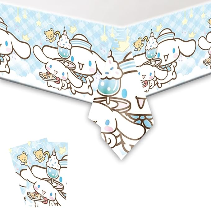 2Pack Cinnamoroll Tablecloth Disposable Tablecloth Birthday Party Supplies and Decorations for Kid Boy Baby Shower Rectangle Tables 70"X42"