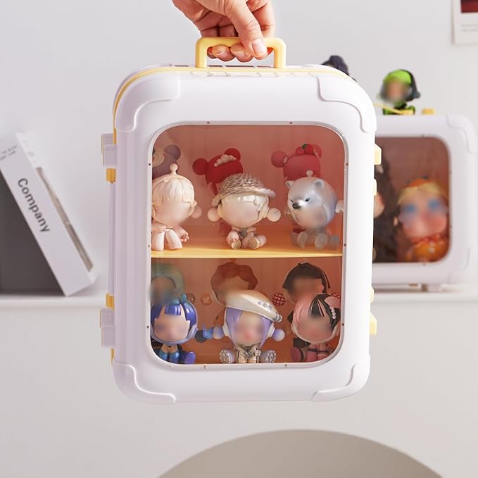 Clear Display Case for Figures, Adjustable Display Stand Toy Box,Dust-Proof Stackable Display Cabinet Organizer for Mini Action Figures Collectibles(1 Pack)