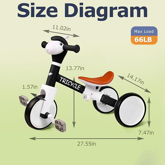 Toddler Balance Bike with Light & Music, Tricycle for Toddlers 1-5 Year Olds, Toddler Tricycle for Boys Girls, Kids Bicycle with Removable Pedal, Birthday Gifts for 1 2 3 4 5 Year