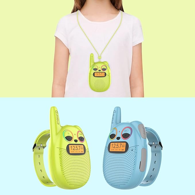 Qniglo Kids Walkie Talkies Rechargeable, Gifts for 3-12 Year Old Girls Boys, Walkie Talkies for Kids with FM Radio, Adventure Camping Games, Best Chritmas Birthday Toys Gifts for Kid, 3 Pack