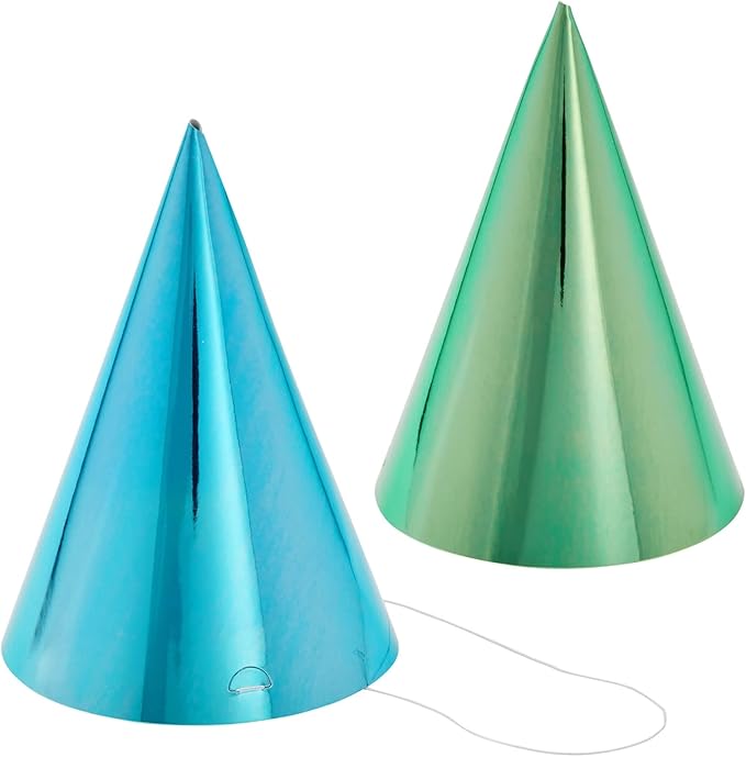 BLUE PANDA Party Hats - 50 Pack, Metallic Blue/Green/Gold/Silver/Hot Pink, Cone - Bulk Set for Kids & Adults