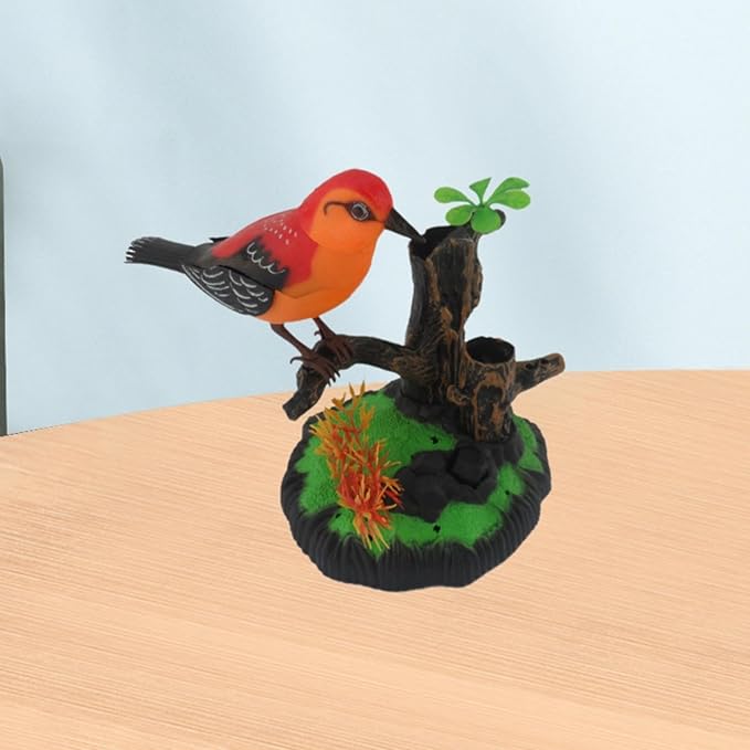 Electronic Bird Toy Realistic Kids Birthday Gifts,Voice Controlled Electric Animal Pets Simulation for Room Office Decoration