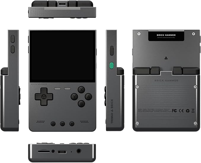 TRIMUI Brick Hammer Retro Handheld Game Console – Metal CNC Aluminum Alloy Body, 3.2" IPS Screen, 8GB Storage, Expandable to 1TB, Built-in 3000mAh Battery (Grey-No Card)