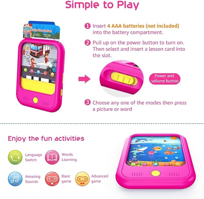 Kids Learning Tablet Educational Learning Pad for Toddlers 2-5 to Learn Alphabets, Numbers, Foods, Time, Music, Vehicles, Tablet Toy for Toddlers Ages 2 3 4 5 6 Years Old
