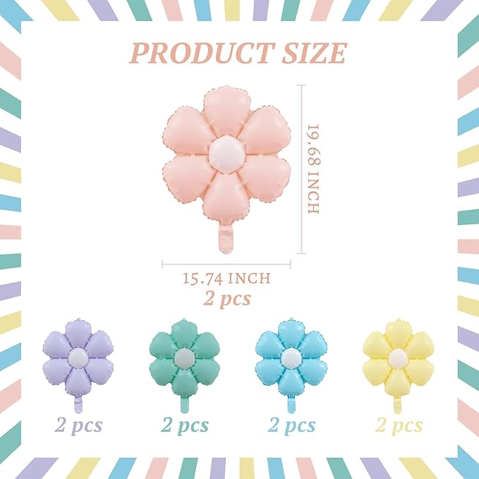 ZHENGYE Daisy Balloons Flower Theme Party Mylar Balloon Daisy Birthday Party Decoration Supplies(10 Pcs)