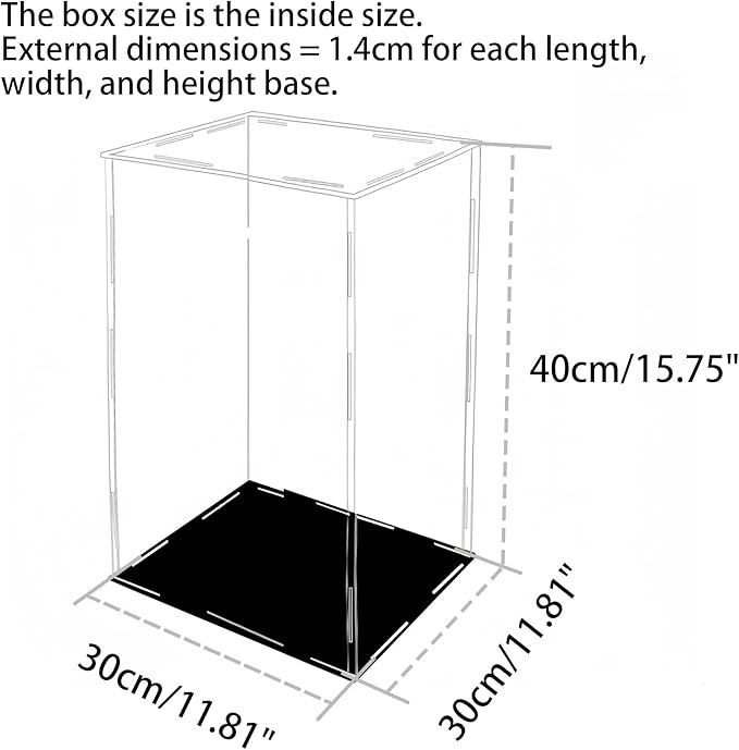 30 x 30 x 40cm Acrylic Clear Display Case Perspex Box Display Cabinets for Collectables, Assemble Countertop Dustproof Protection Showcase for Toys Models Action Figures