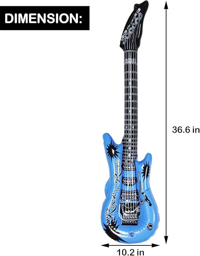 Dr.dudu Inflatable Guitar, Waterproof Assorted Colors Party Decoration (6pack)