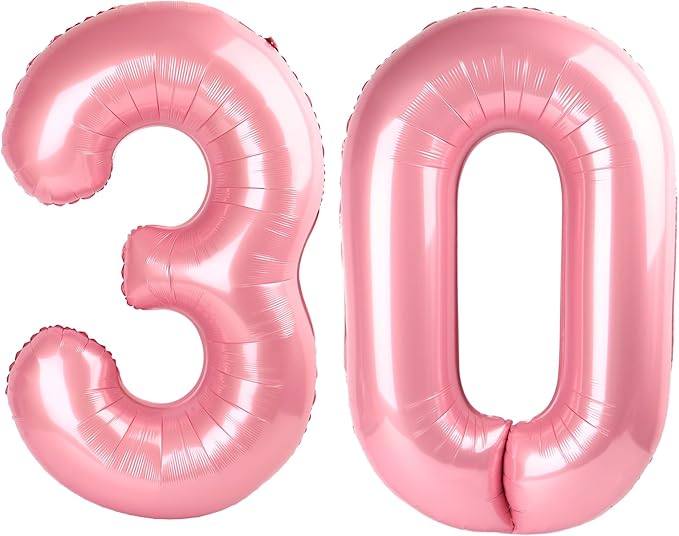 40 Inch Pearlescent Pink Number 30 Balloon Number 30 Balloon 40 Inch, 30th Birthday Party Decorations for Boy or Girl Huge Mylar Anniversary Party Supplies