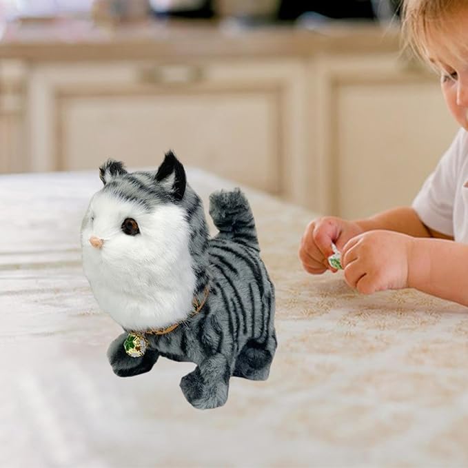 Interactive Walking Cat, Electronic Toy for Children (Girls and Boys), Gray