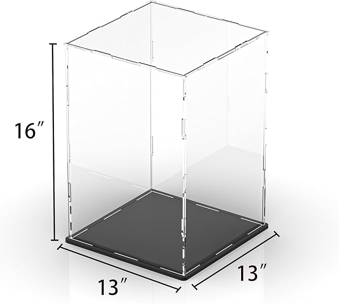Large Display Case for Display, Clear Acrylic Box for Showcase Collectibles Action Figures Home Storage & Organizing Toys, 13" L x 13" W x 16" H