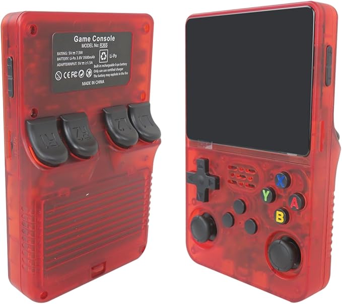 New Upgraded R36S Retro Handheld Video Game Console Linux System 3.5 Inch IPS Screen Portable Pocket Video Player 128GB Games, 21 Emulator ( Red )