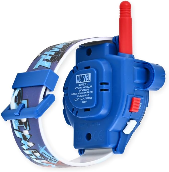 Accutime Spiderman Kids Rechargeable Walkie Talkie Watch Set - 2 Way Radio Watches, LED Flashlight, Compass, Toy Watches for Boys, Girls, Fans of Spiderman