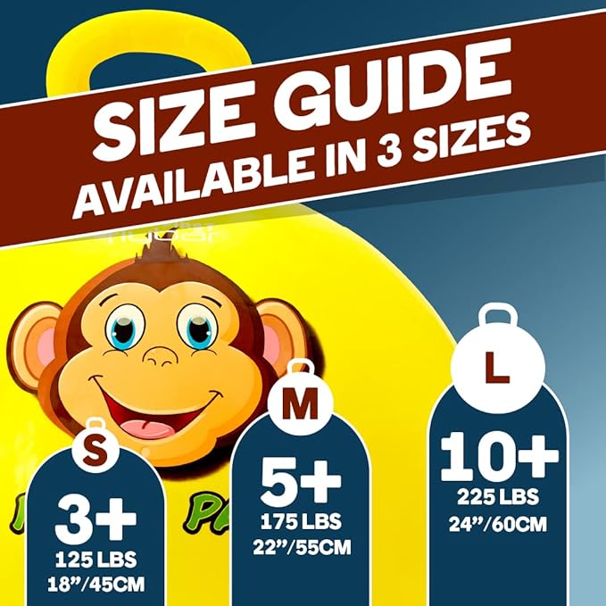 Flybar Hopper Ball for Kids, Inflatable Bouncy Ride-On Ball w/Handle for Indoor & Outdoor Active Play, Includes Pump, Jump Ball Toy for Boys & Girls, Supports Up to 165 lbs, Ages 3+, 18-Inch, Small