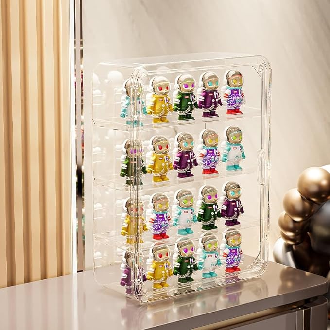 4 Tiers Clear Display Case for Figures, Acrylic Storage Organizers Box with Magnetic Door, Wall-Mounted Dustproof Showcase for Collectibles Action Figure