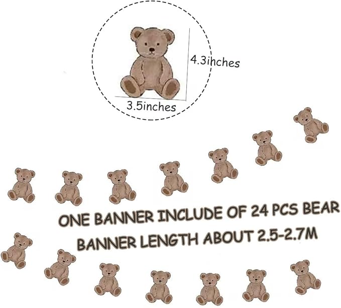 Cute Baby Bear Banner, Wall Decor Flag Photo Props Baby Shower Party Decor Wall Hangings for Bedroom, Nursery, Play Room, Dorm Room, Baby Shower Gender Reveal Party Supplies