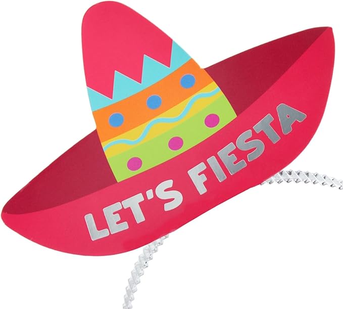 Juvale Sombrero Party Hats for Fiesta Party Supplies & Mexican Birthday Decorations - Taco Balloons & Photo Booth Props - 24-Pack, 3.5" x 5", Multicolor