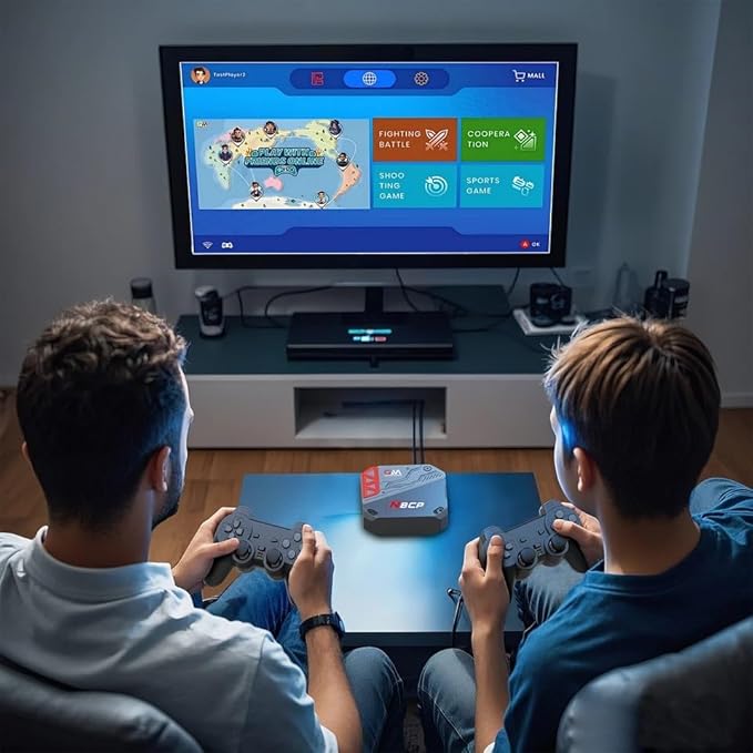 Retro Game Console with 30 Licensed Classic Games – HDMI Plug & Play TV Game Box with Dual Controllers, WiFi/LAN Online Multiplayer, Rechargeable Option, Compatible with TV/Monitor/Projector