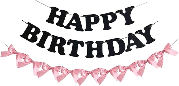 PLAP Birthday Number Balloon Bow Black Party Supplies 32 "Birthday Number Decoration (Pink black number set 4)