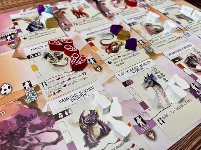 Stonemaier Games: Wyrmspan Resource and Coin Upgrade Pack | Metal Coins and Wooden Resources | 45 Double-Sided Metal Dragon Coins and 104 Wooden Resources (Meat, Gold, Gem, and Milk) - Add to Wyrmspan