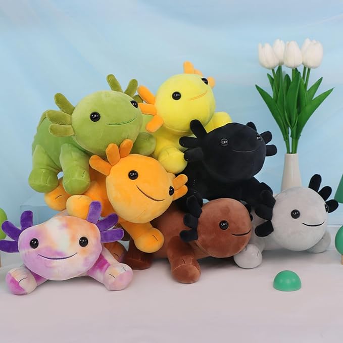 10.8 inch Plush Axolotl Stuffed Animal, Axolotl Plush Toys, Cute Stuffed Cotton Plush Pillow Kawaii Salamander Gifts for Girls & Boys, Plushies has (Green Axolotl Plush)
