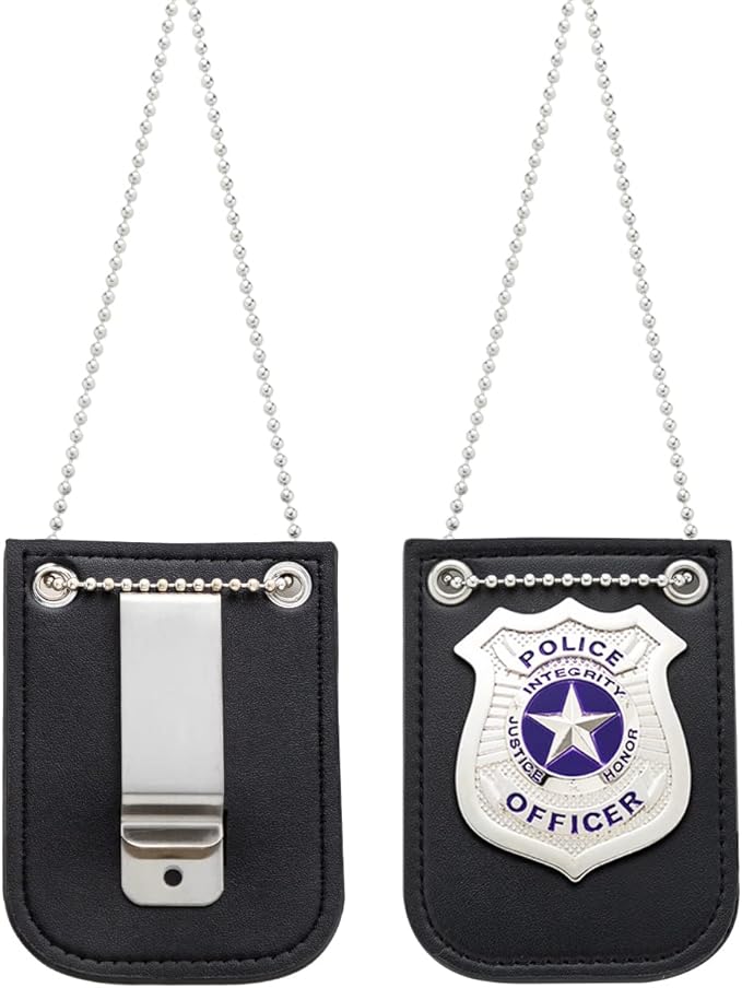 Spooktacular Creations Police Pretend Toy Set for Kids, Silver Police Badge Handcuffs, Cop Play Costume Accessories, Halloween Party Favors, Detective Dress Up, Christmas Stuffers for Boys Men Women