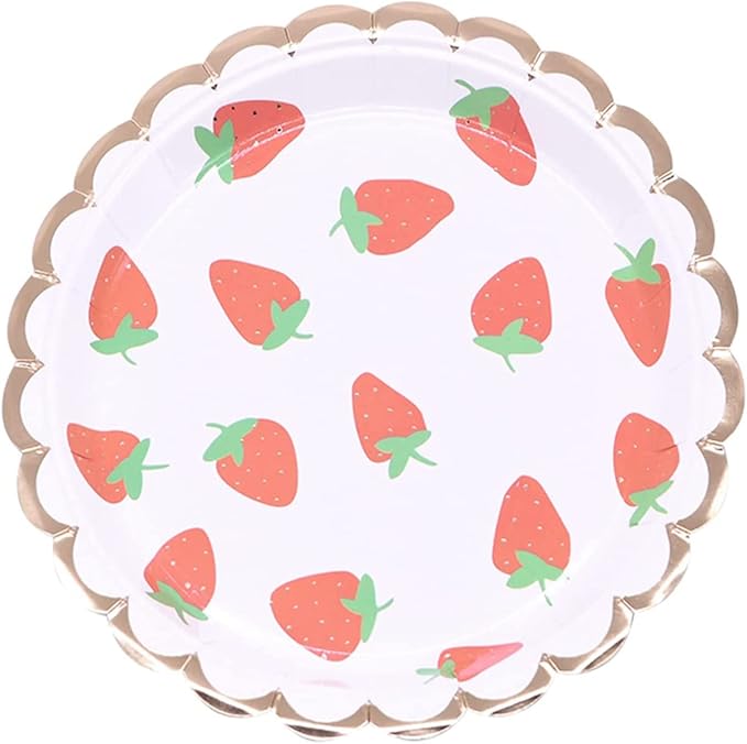 MaitianGuyou 40 Strawberry Theme Party Supplies,Strawberry Plates Birthday Decorations for Fruit Baby Shower Birthday Wedding Barbecue Wine Picnic Party Supplies (9 Inches,Strawberry 1#)