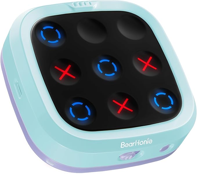 Electronic Tic Tac Toe Game Portable Travel Games for Car Ride, Educational and Memory Growth Toys Gift Idea for Kids and Adults , Top-Blue + Bottom-Purple