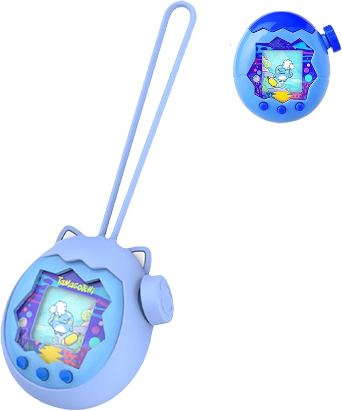 for Tamagotchi Paradise Silicone Case–Soft Protective Cover with Lanyard,Shockproof Dustproof Shell for Tamagotchi Electronic Pet Toy[Luminous Blue]