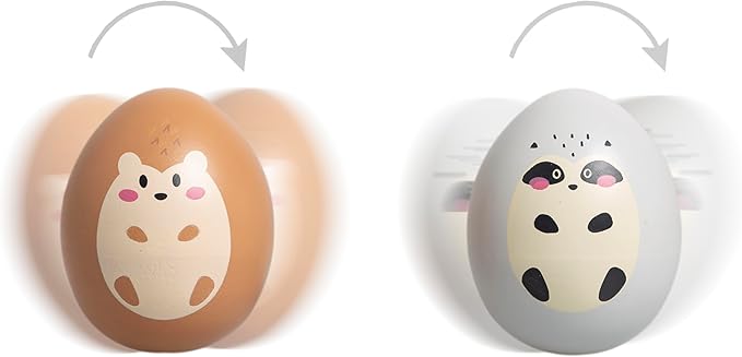 Pearhead Easter Wooden Wobble Toy Set – Raccoon & Hedgehog Montessori Egg Balance Toys for Babies 6+ Months, FSC Certified Sensory Tummy Time Toy, Easter Basket Gift