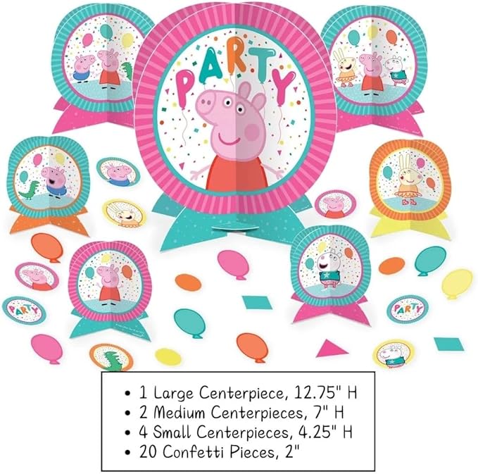 Peppa Pig Confetti Party Centerpiece Kit (Pack of 27) - Vibrant, Colorful & Fun Table Decorations - Ideal for Kids' Birthday Celebrations