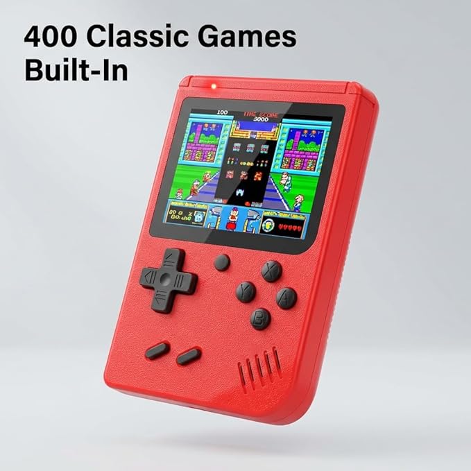 Retro Handheld Game Console with Built-in 400 Video Games, Portable Emulator with 3.0" HD Screen & Rechargeable Battery, Supports TV Connection & 2 Players for Kits (White)