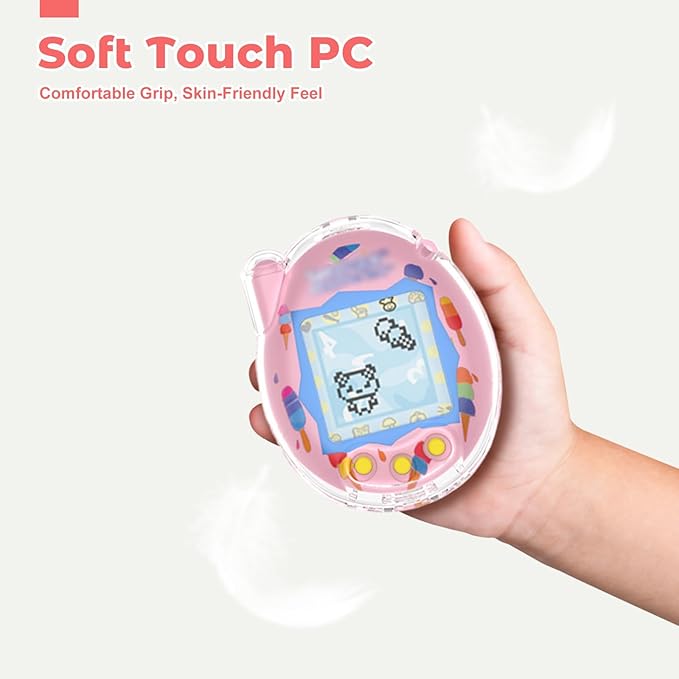 Protective Case for Tamagotchi Connection – Clear PC Hard Shell Cover for Tamagotchi Connection Electronic Pet,Waterproof Sweatproof Washable Shockproof Anti-Drop 360° Full Protection(Clear)